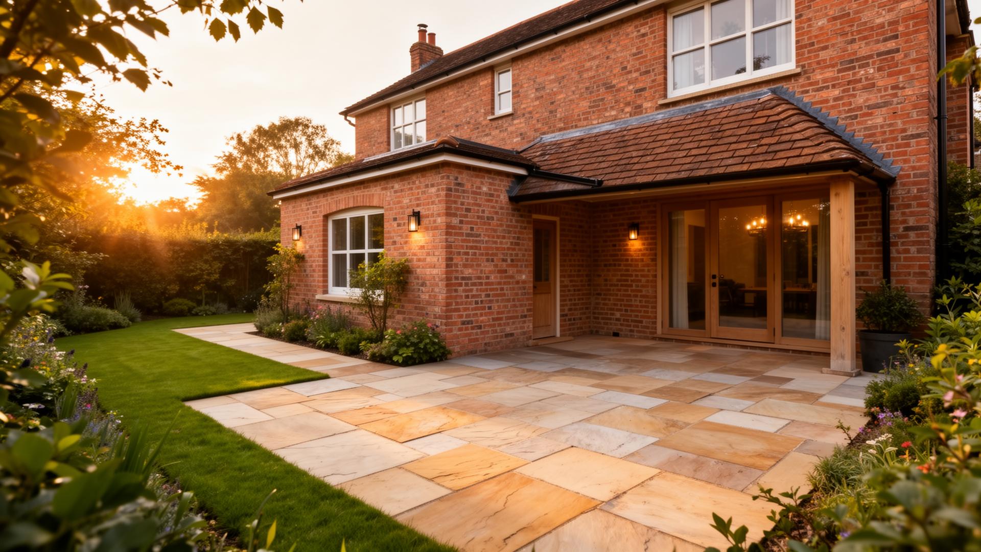 Beautifully laid stone patio at a UK home